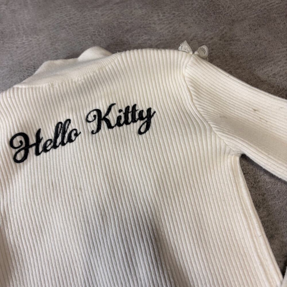 White Hello Kitty Ruffled Zip Up Sweater - Picture 6 of 7